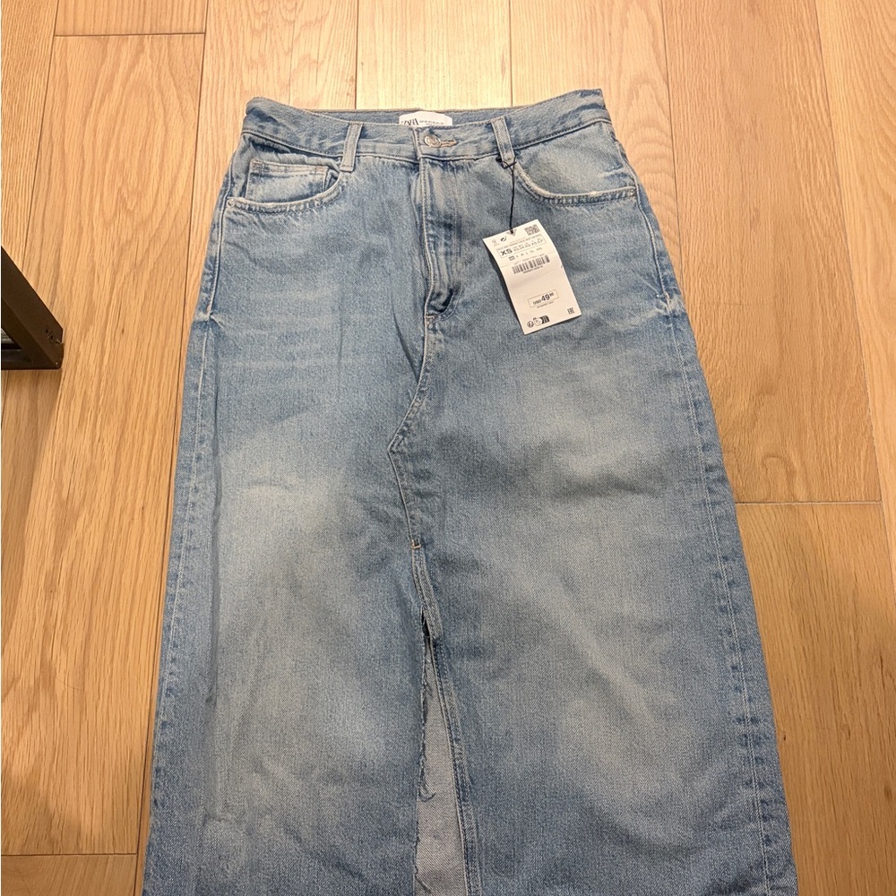Zara Light Blue Denim skirt NWT